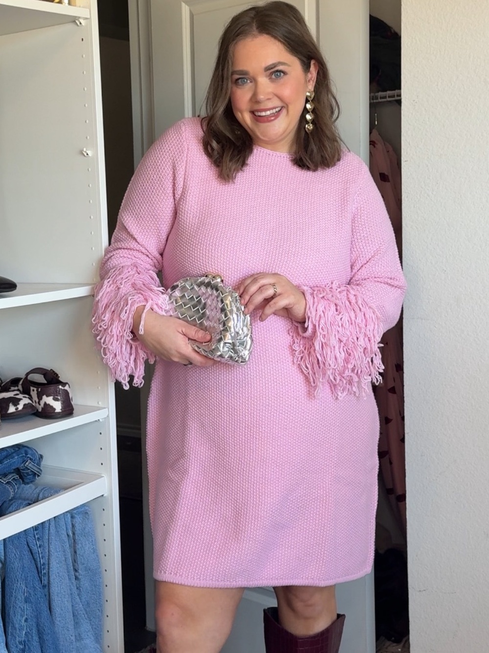 Eloquii fringe sweater dress